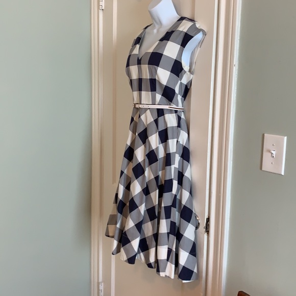 Fit and Flare Gingham Dress with Belt - Picture 5 of 7